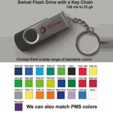 Swivel Flash Drive & Keychain - 16 GB Memory