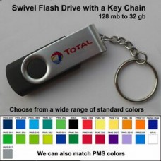 Swivel Flash Drive & Keychain - 8 GB Memory